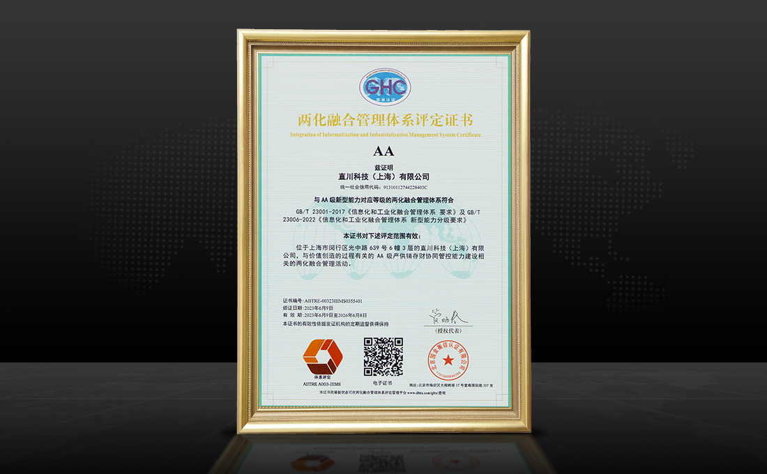 直川科技通過AA級(jí)兩化融合認(rèn)證 